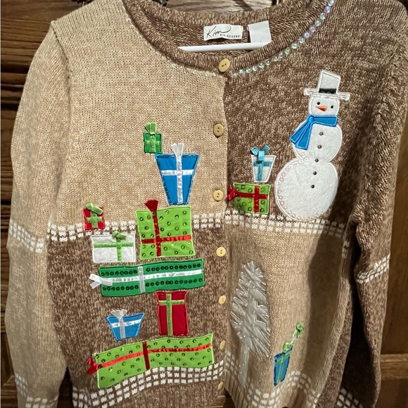 Kim Rogers brown/khaki Christmas sweater, size Large, smoke free home - Picture 4 of 5